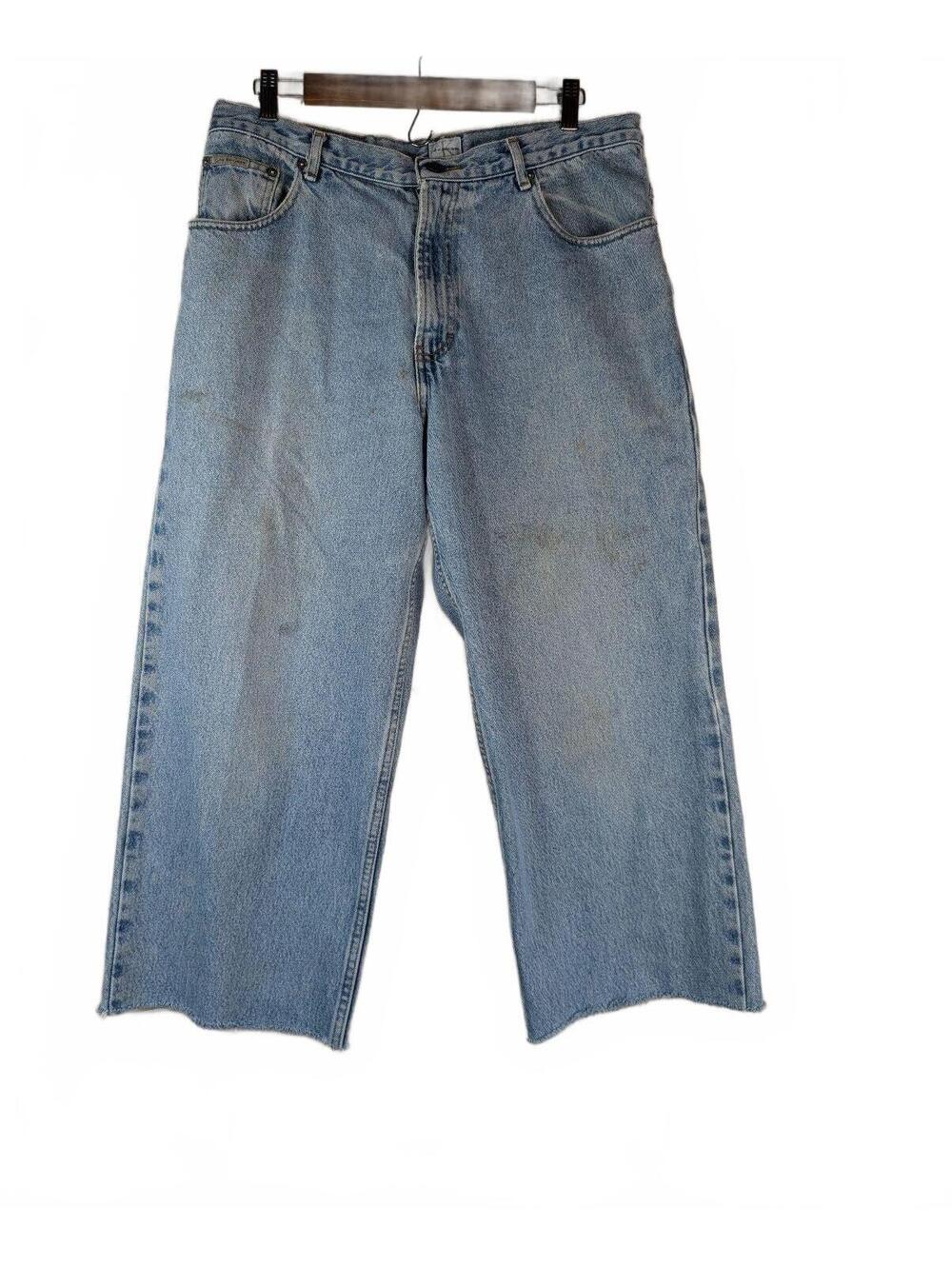 VTG Calvin Klein Light-Wash Upcycled Cropped Denim Jeans Size 34 (16/18)